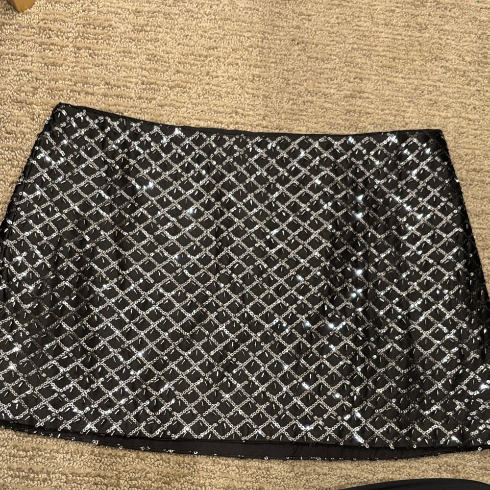 Elegant Black and Silver Women's Skirt sequin